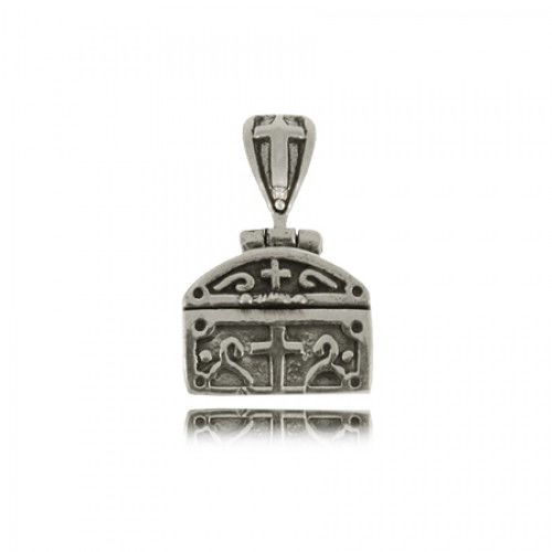 Prayer Box Pendant W/ Christian Cross - Sterling Silver