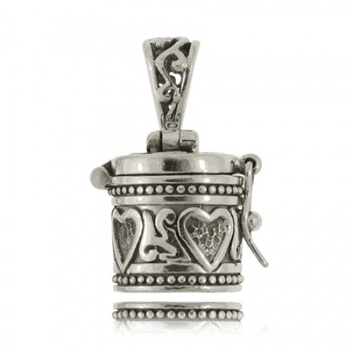 Prayer Box Pendant - Lovely Heart in Sterling Silver