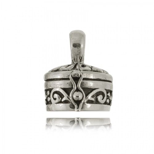 Ornate Prayer Box Pendant Sterling Silver Cross & Swirl