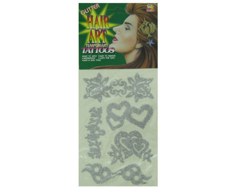 Glitter Hair Art Temporary Tattoos Case Pack 24