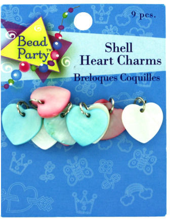 9 Piece Shell Heart Charms Case Pack 24