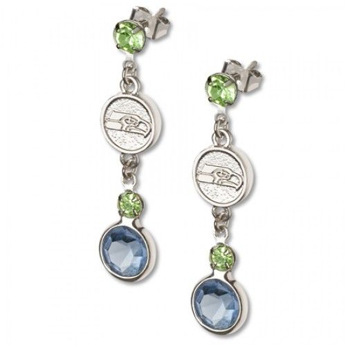 Seattle Seahawks Seahawks Earrings - Blue Crystal