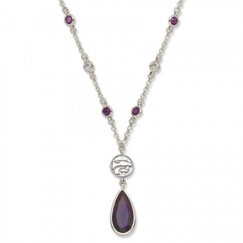 Kansas State Univ Wildcats Necklace - Purple Crystal