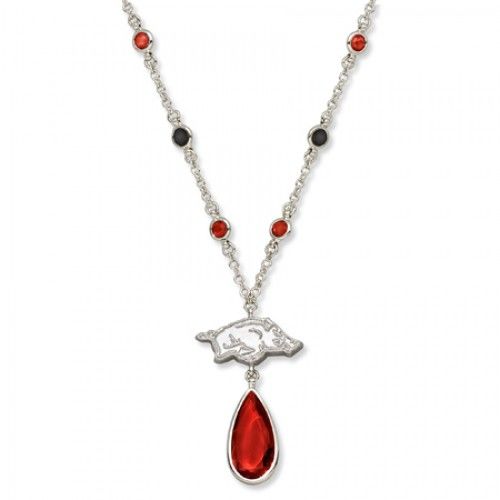 University Arkansas Razorbacks Necklace - Red Crystal