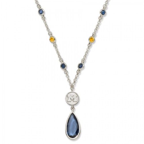 University Michigan Wolverines Necklace - Blue Crystal