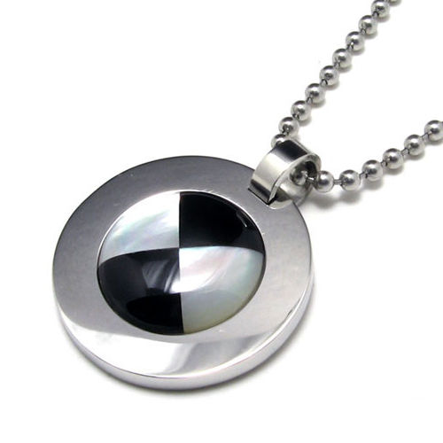 Natural Abalone Inlay Titanium Style Necklace Pendant