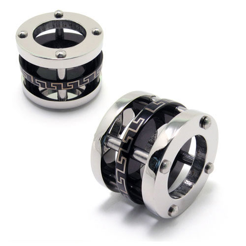 Circular Round Steel Titanium Black Silver Necklace Pendant