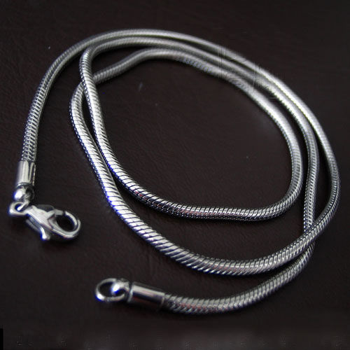 Wild Snake Patterned Titanium Steel Necklace Silver Pendant