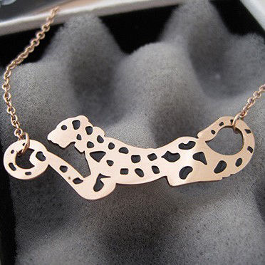 Golden Titanium Steel Leopard Styled Gold Necklace