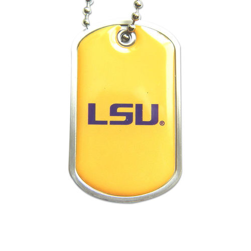 LSU Tigers Dog Tag Domed Necklace Charm Chain NCAA
