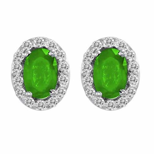 Platinum Oval Peridot and Diamond Earrings (1 cttw, F-G, VS)