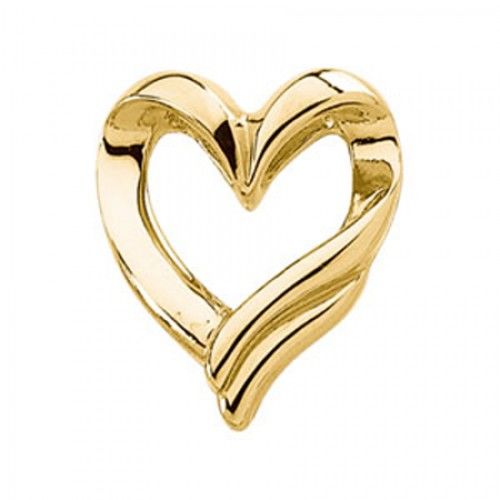 14k Yellow Gold Contemporary Heart Shaped Chain Slide New