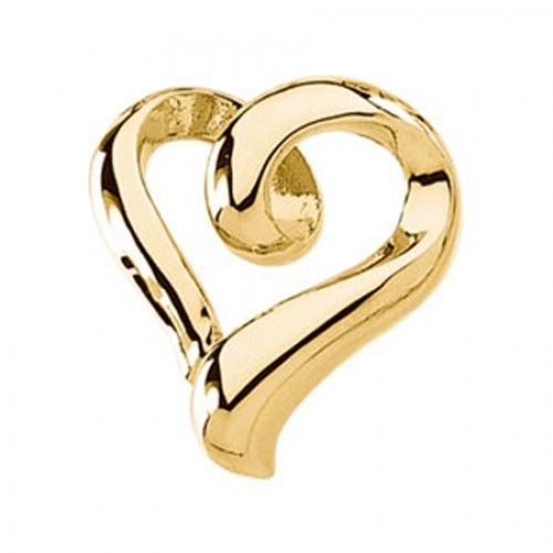 14k Yellow Gold Ornate Heart Shaped Chain Slide New