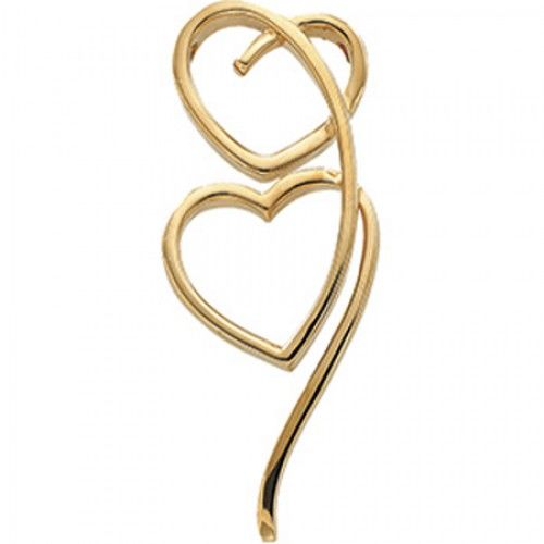 14k Yellow Gold Metal Fashion Double Heart Pendant New