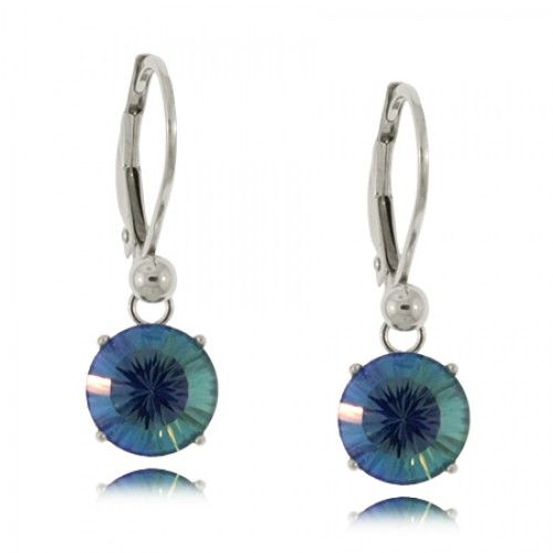 Neptunes Garden Topaz Earrings 925 Silver Round Dangles