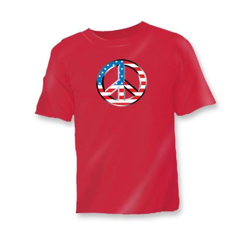 Americana Peace Sign Red T-Shirt Case Pack 24
