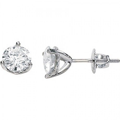 14k White Gold Moissanite Earrings - 6.50mm - 2 Cttw