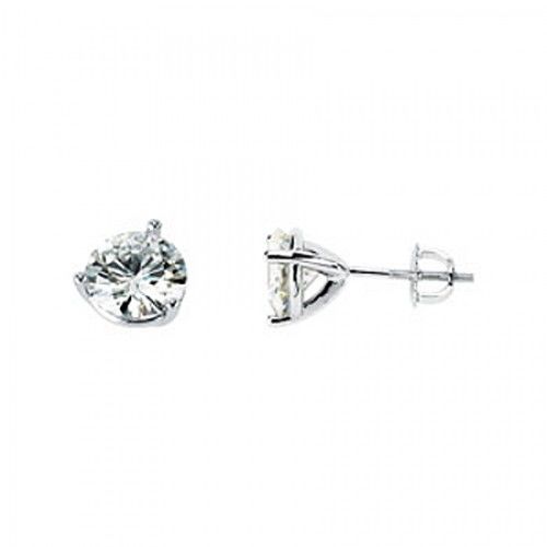 Moissanite Earrings in 14k White Gold - 8.00mm - 4 Cttw