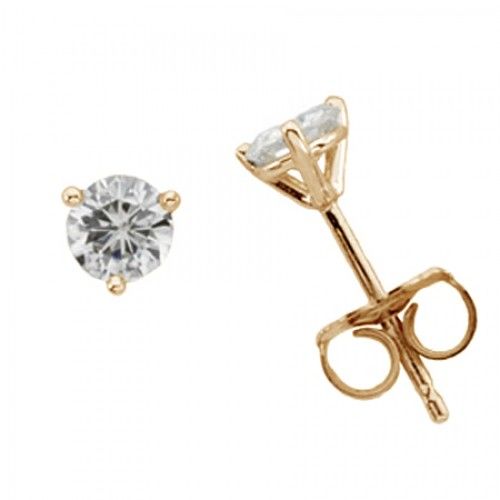 Moissanite Earrings in 14k Yellow Gold - 4.00mm - 1/2 Cttw