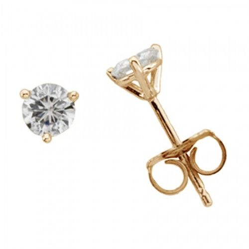 Moissanite Earrings in 14k Yellow Gold - 5.00mm - 1 Cttw