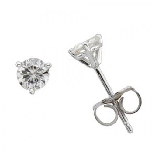 Moissanite Earrings in 14k White Gold - 6.50mm - 2 Cttw