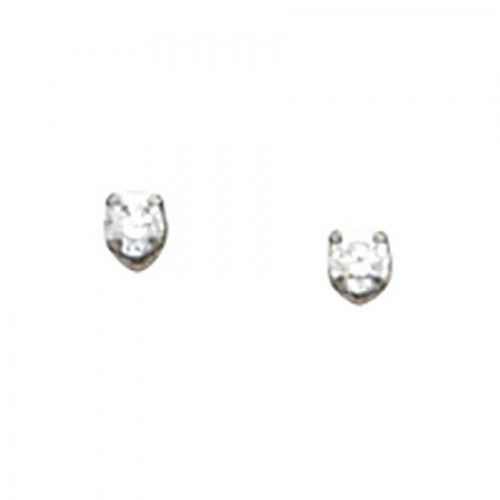 Children'S Snow White Colored Cz Piercing Earrings with Nickel Plating