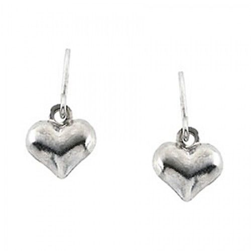 Kid'S Gorgeous Puff Heart Earrings in 14k White Gold
