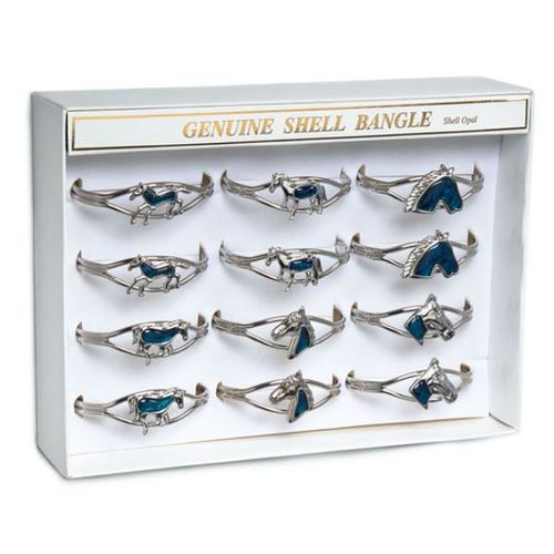 Paua Sea Shell Bangle Bracelets Horse Shapes Case Pack 12
