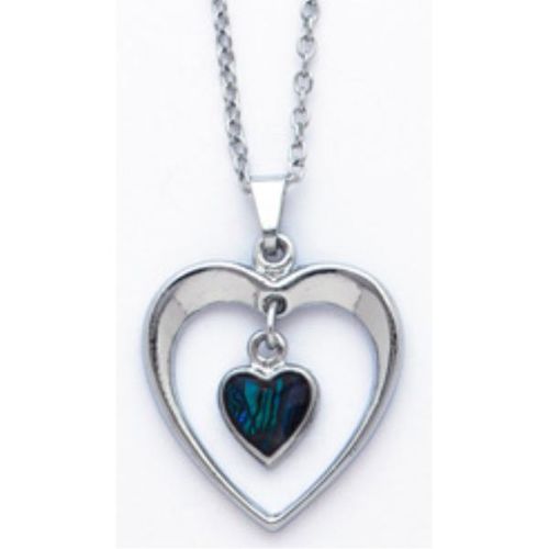 Paua Sea Shell Heart Necklace 18"" Case Pack 12