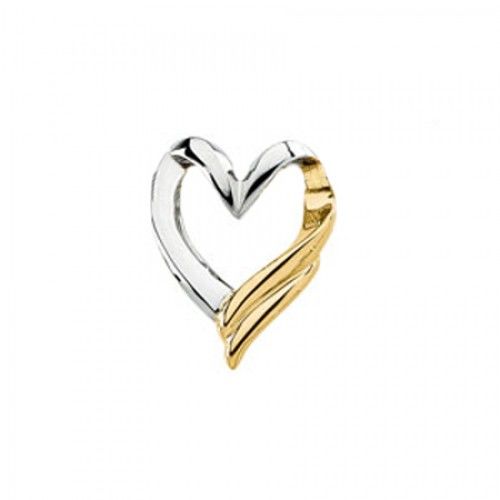 Heart Chain Slide Pendant in Two Tone Gold