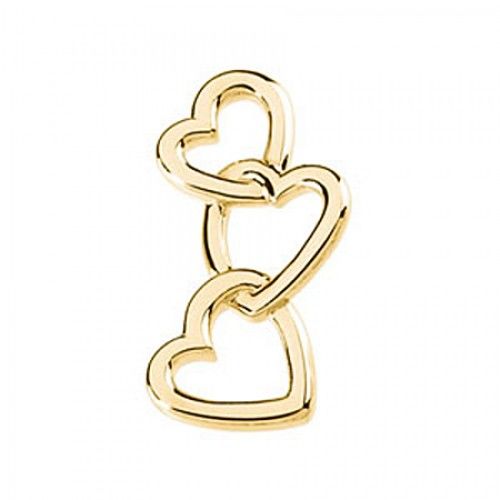 Triple Linked Heart Slide Pendant in Yellow Gold