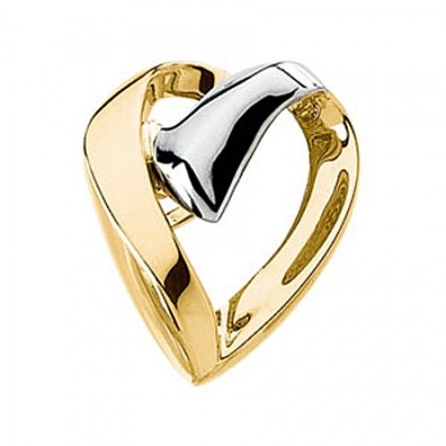 Abstract Heart Slide Pendant in Two Tone Gold