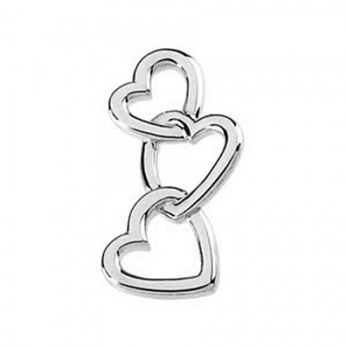 Three Heart Slide Pendant in Sterling Silver