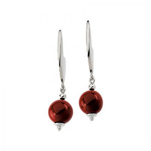Coral Dangle Earrings - Sterling Silver -