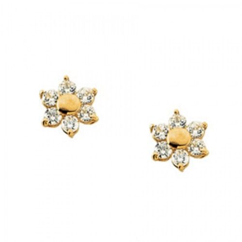 14k Yellow Gold Children'S Cluster Button Earrings