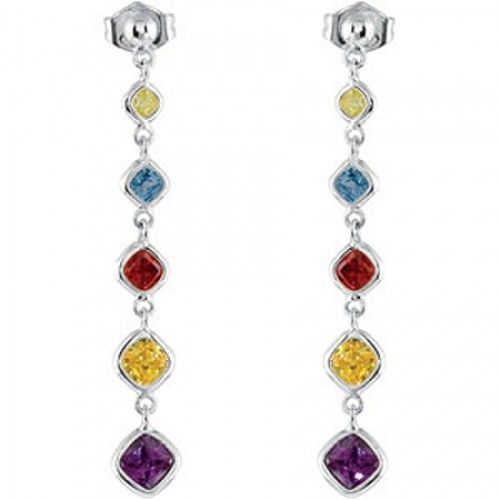 Cubic Zirconia Earrings Sterling Silver - Square Shape