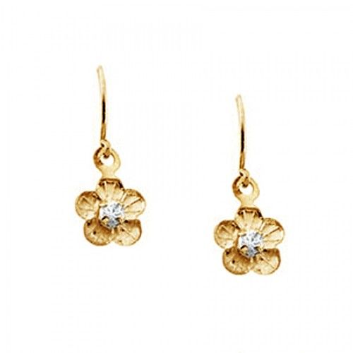 Children'S 14k Yellow Gold Daisy Dangle Earrings