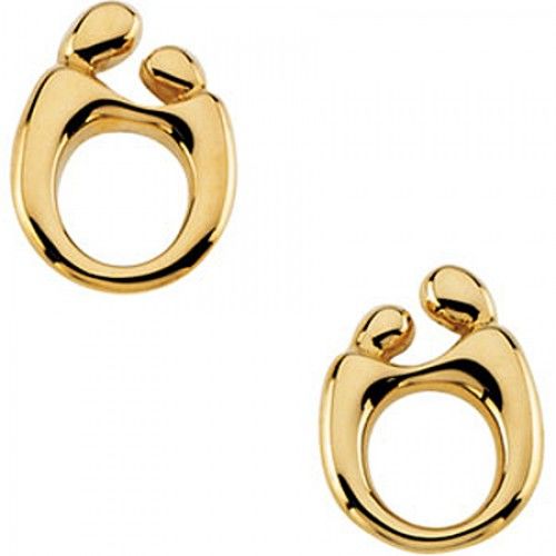 Mother & Child Earrings - 14k Yellow Gold