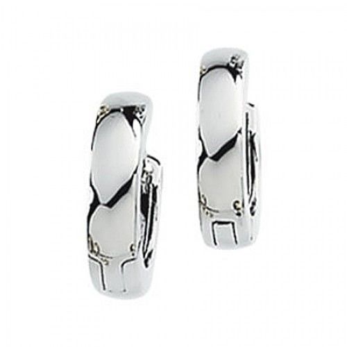 Hinged Huggie Hoop Earrings - 12 Mm - 14k White Gold