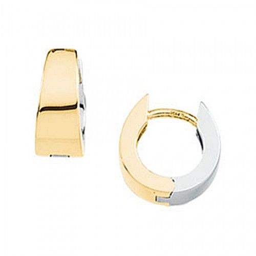 Huggie Hoop Earrings - 10.25 Mm - 14k Two Tone Gold