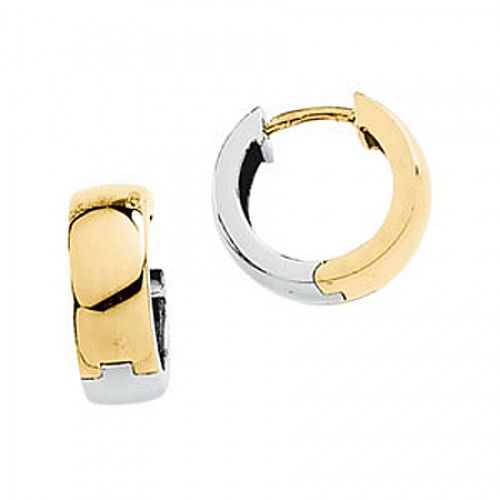 Hoop Earrings - 14.00 Mm - 14k Two Tone Gold