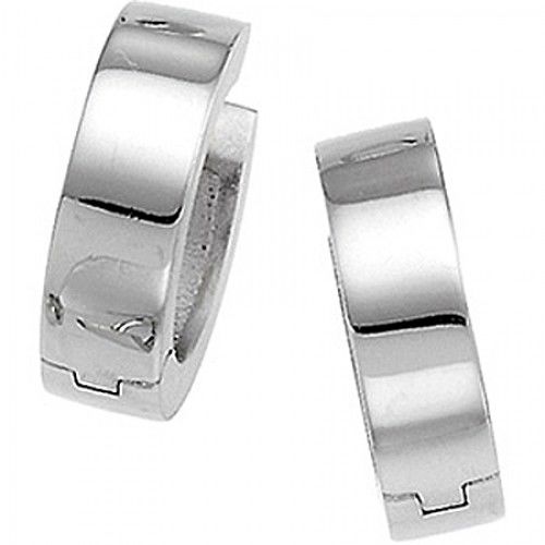 Hinged Hoop Earrings - New 14.50 Mm - Platinum