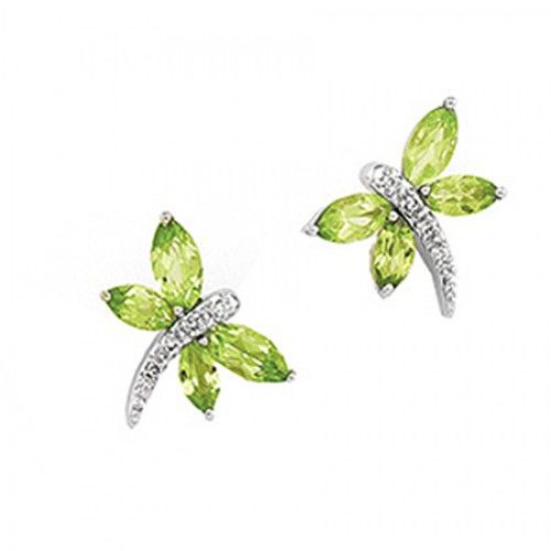 Butterfly Stud Earrings - White Gold - Marquise Shape
