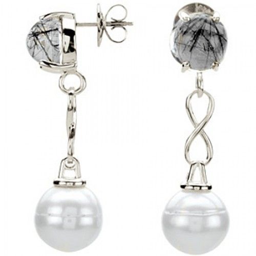 Pearl Drop Earrings - Sterling Silver - Round Shape
