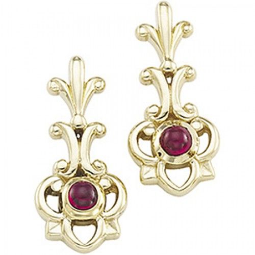 Ruby Drop Earrings - 14 Karat Yellow Gold New