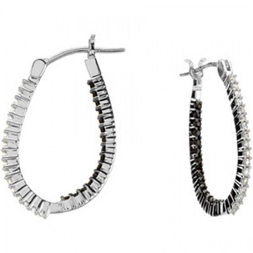 Black & White Hoop Earrings - Sterling Silver