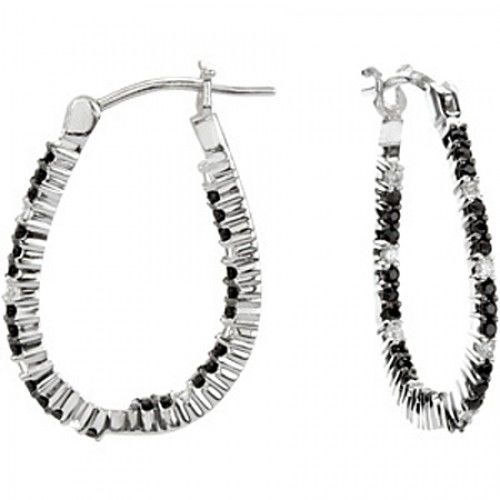 Black & White Earring Hoops - Sterling Silver