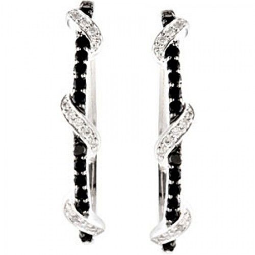 Black & White Hoop Earrings - Sterling Silver - Round