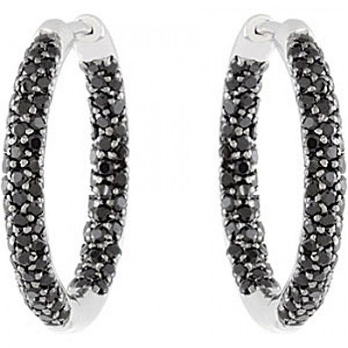 Sterling Silver Round Spinel Hoop Earrings