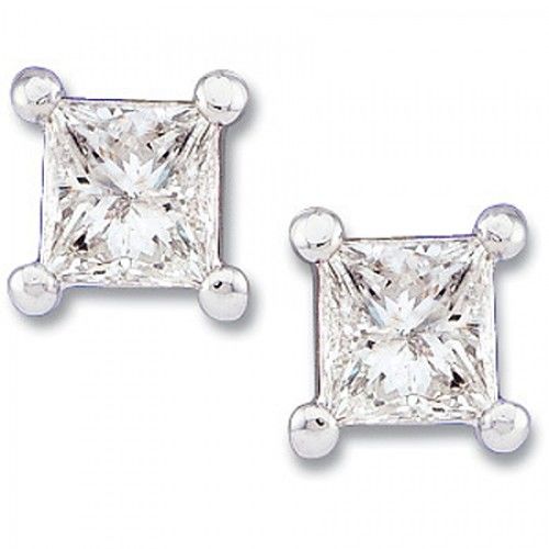 Princess Diamond Earrings in 14k White Gold - 0.5 Cttw